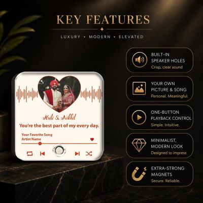 Wedding Gift for Couples Personalized Musical Fridge Magnet with Photo & Song Gift for Bride and Groom Memory Gift for Husband Wife